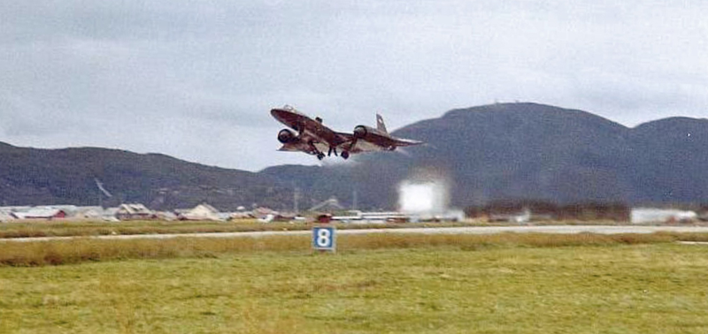 Takeoff from Bodø, Norway, August 16, 1981. Image courtesy of BC Thomas